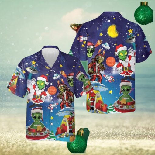 Aliens In Santa Costume Hawaiian Shirt Funny Christmas Shirt Gifts For Sibling