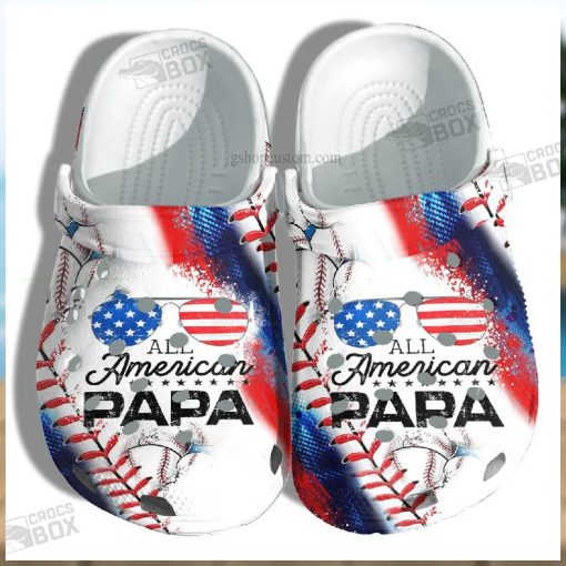 All America Papa Usa Flag Crocs Shoes Gift Grandpa Father Day