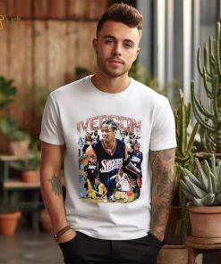 Allen Iverson Philadelphia 76ers basketball player action pose retro shirt