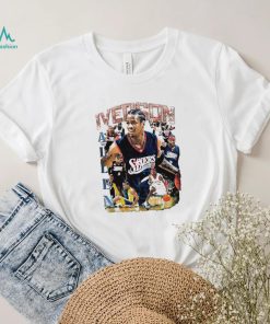 Allen Iverson Philadelphia 76ers basketball player action pose retro shirt