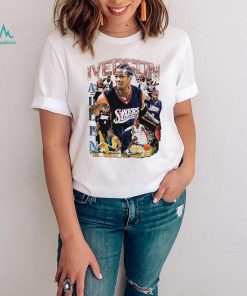Allen Iverson Philadelphia 76ers basketball player action pose retro shirt
