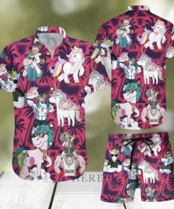 Aloha Funny Unicorn With Glasses Hawaiian Shirt & Short For Men And Women