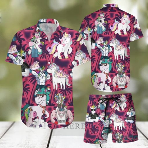 Aloha Funny Unicorn With Glasses Hawaiian Shirt & Short For Men And Women