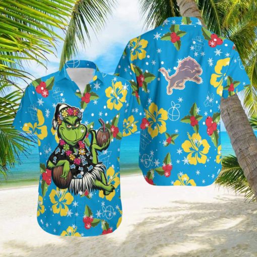 Aloha Grinch Relax Christmas NFL Detroit Lions Hawaiian Shirt Gift Beach