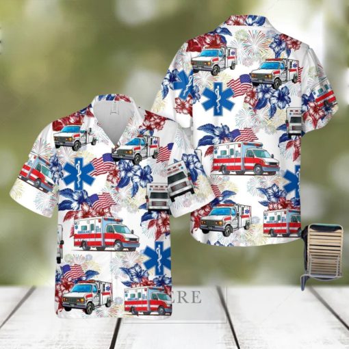 Ambulance EMS, 4th Of July Aloha Hawaiian Shirt Beach Gift Short Sleeve Shirt