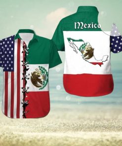 America Mexico Flag United on this Patriotic Hawaiian Shirt