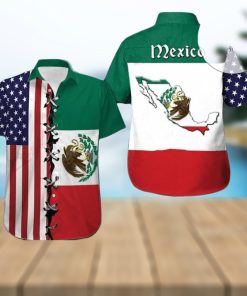 America Mexico Flag United on this Patriotic Hawaiian Shirt