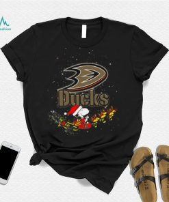 Anaheim Ducks NHL Santa Snoopy and Woodstock Christmas T Shirt