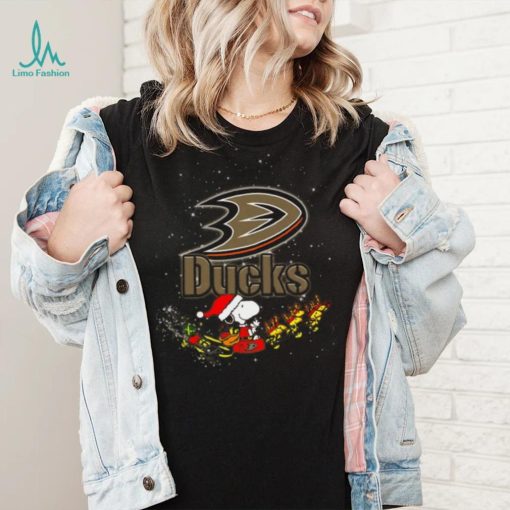 Anaheim Ducks NHL Santa Snoopy and Woodstock Christmas T Shirt