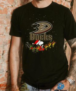 Anaheim Ducks NHL Santa Snoopy and Woodstock Christmas T Shirt