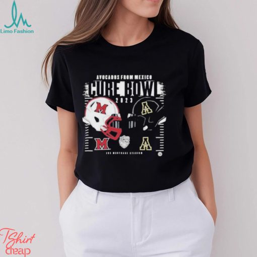 Appalachian State Mountaineers vs Miami RedHawks Helmet Avocados From Mexico Cure Bowl 2023 Logo T Shirt