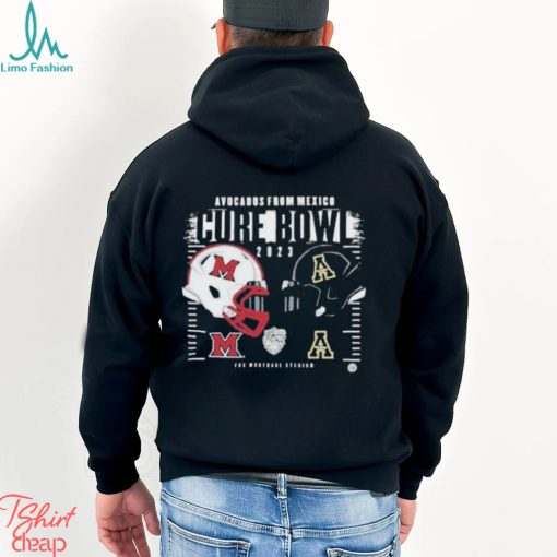 Appalachian State Mountaineers vs Miami RedHawks Helmet Avocados From Mexico Cure Bowl 2023 Logo T Shirt