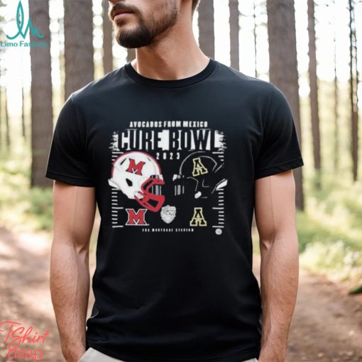 Appalachian State Mountaineers vs Miami RedHawks Helmet Avocados From Mexico Cure Bowl 2023 Logo T Shirt