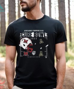 Appalachian State Mountaineers vs Miami RedHawks Helmet Avocados from Mexico 2023 Cure Bowl Classic T Shirt