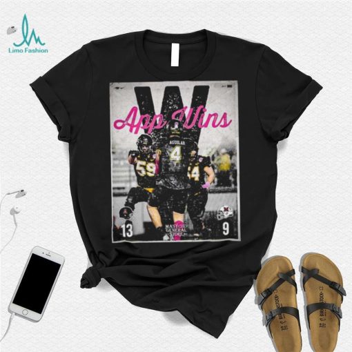 Appalachian state mountaineers football app wins 13 9 become 2023 cure bowl champions poster shirt
