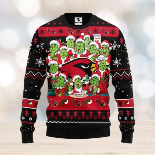 Arizona Cardinals 12 Grinch Xmas Day Christmas Ugly Sweater