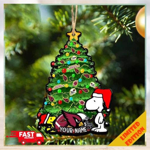 Arizona Cardinals Customized Your Name Snoopy And Peanut Ornament Christmas Gifts For NFL Fans