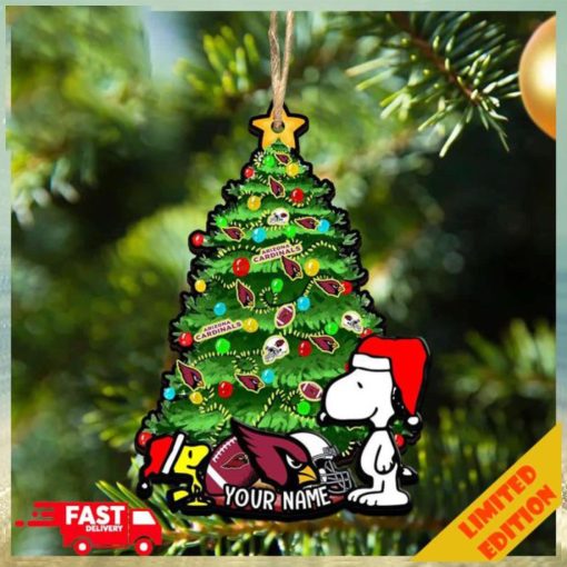 Arizona Cardinals Customized Your Name Snoopy And Peanut Ornament Christmas Gifts For NFL Fans