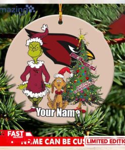 Arizona Cardinals Logo NFL Ugly Grinch Christmas Ornament Custom Name