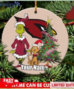 Arizona Cardinals Logo NFL Ugly Grinch Christmas Ornament Custom Name