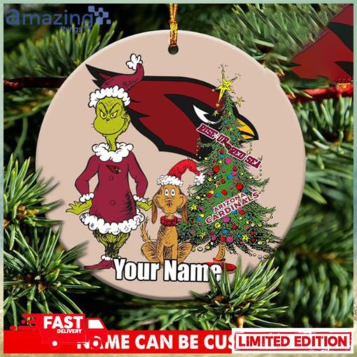 Arizona Cardinals Logo NFL Ugly Grinch Christmas Ornament Custom Name