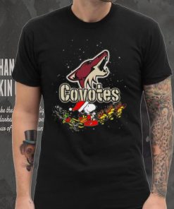 Arizona Coyotes NHL Santa Snoopy and Woodstock Christmas T Shirt