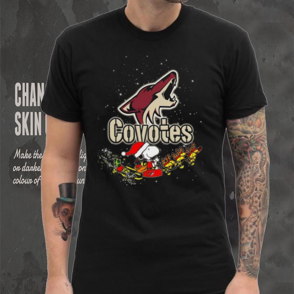 Arizona Coyotes NHL Santa Snoopy and Woodstock Christmas T Shirt Arizona Coyotes NHL Santa Snoopy and Woodstock Christmas T Shirt