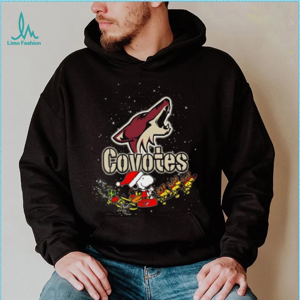 Arizona Coyotes NHL Santa Snoopy and Woodstock Christmas T Shirt Arizona Coyotes NHL Santa Snoopy and Woodstock Christmas T Shirt