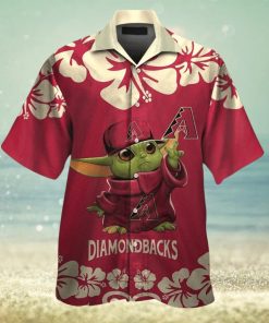 Arizona Diamondbacks Baby Yoda Short Sleeve Button Up Tropical Hawaiian Shirt