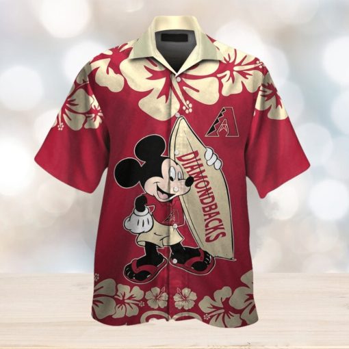 Arizona Diamondbacks Mickey Mouse Short Sleeve Button Up Tropical Hawaiian Shirt