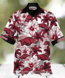 Arkansas Razorbacks White And Dark Red Flowers Hawaiian Shirt