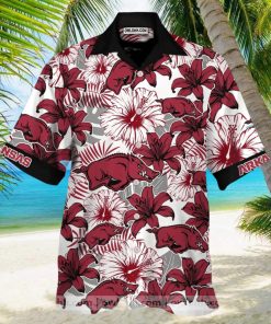 Arkansas Razorbacks White And Dark Red Flowers Hawaiian Shirt