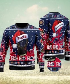 Atlanta Braves 2023 World Series Champions Ho Ho Ho 3D Ugly Christmas Sweater 3D Printed Men And Women Holiday Gift