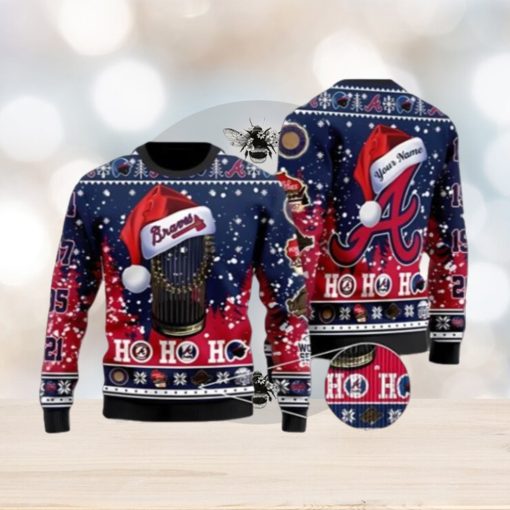 Atlanta Braves 2023 World Series Champions Ho Ho Ho 3D Ugly Christmas Sweater 3D Printed Men And Women Holiday Gift