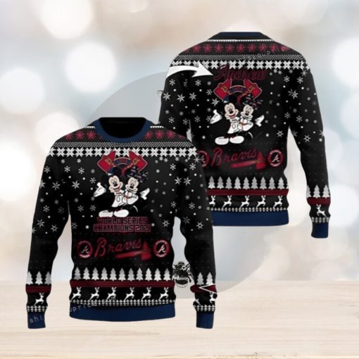 Atlanta Braves Champions Mouse Custom Ugly Christmas Sweater 3D Printed Men And Women Holiday Gift