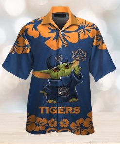 Auburn Tigers Baby Yoda Short Sleeve Button Up Tropical Hawaiian Shirt