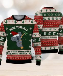 Australian Fair Dinkum Ugly Christmas 3D Sweater Koala Bear Ugly Christmas Sweater Gift for men Women