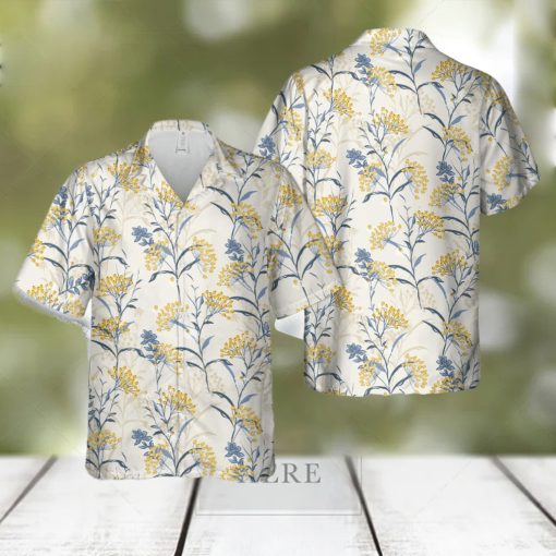 Autumn seamless pattern vector with yellow berries and leaves Hawaiian Shirt