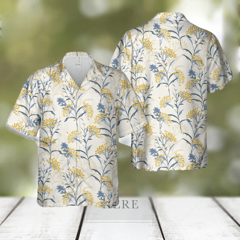 Autumn seamless pattern vector with yellow berries and leaves Hawaiian Shirt Autumn seamless pattern vector with yellow berries and leaves Hawaiian Shirt