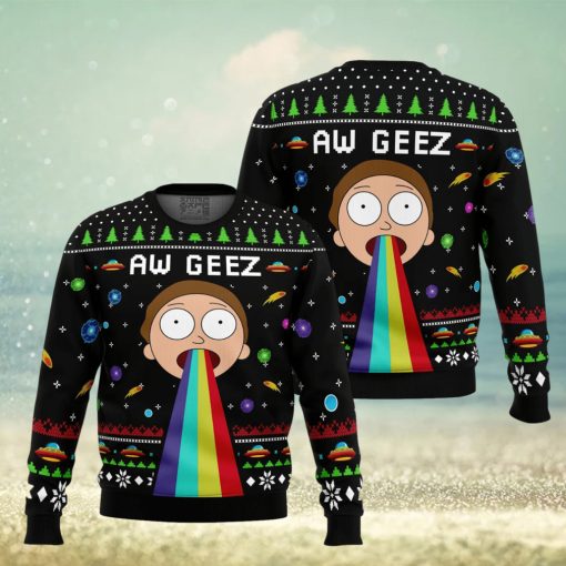 Aw Geez Rick and Morty Ugly Christmas Sweater