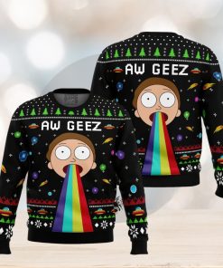 Aw Geez Rick and Morty Ugly Christmas Sweater