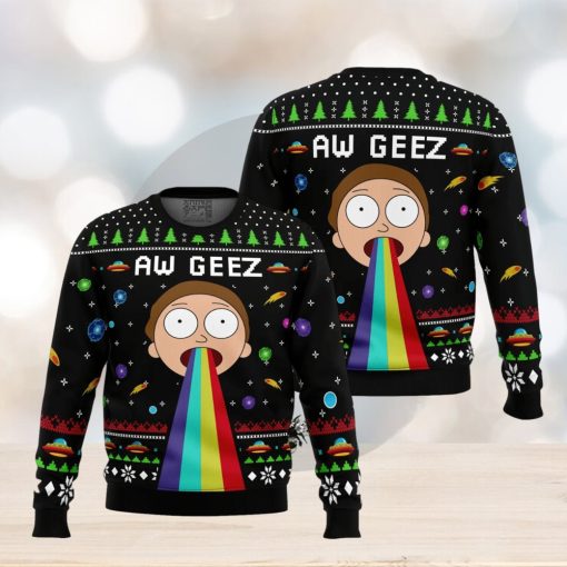 Aw Geez Rick and Morty Ugly Christmas Sweater