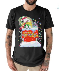 Awesome Snoopy And Woodstock Hat Santa Light Tree Christmas T shirt