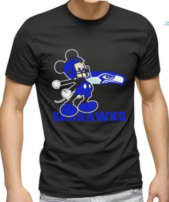 Awesome mickey Mouse cartoon NFL Seattle Seahawks football player helmet logo shirt
