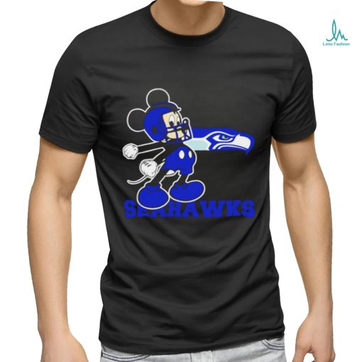 Awesome mickey Mouse cartoon NFL Seattle Seahawks football player helmet logo shirt