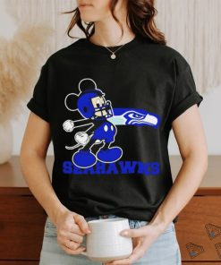 Awesome mickey Mouse cartoon NFL Seattle Seahawks football player helmet logo shirt