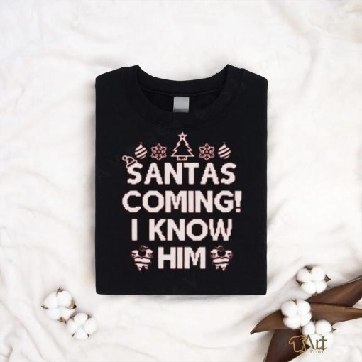 Awkward Styles Santas Coming I Know Him Christmas Shirts for Kids Holiday T Shirt