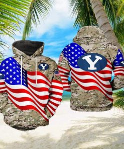 BYU Cougars NCAA US Flag Camo Veteran 3D Printed Hoodie