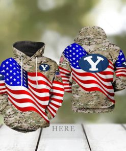 BYU Cougars NCAA US Flag Camo Veteran 3D Printed Hoodie