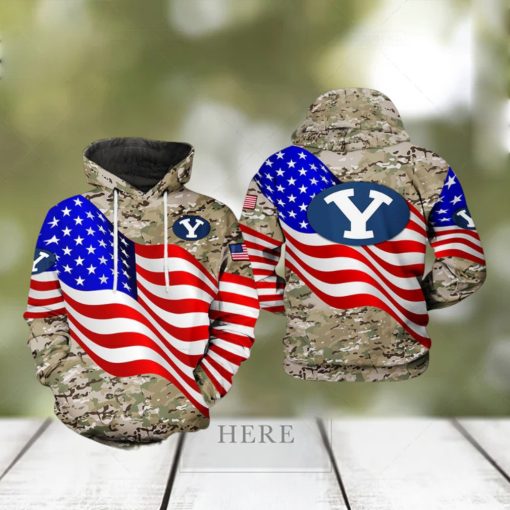 BYU Cougars NCAA US Flag Camo Veteran 3D Printed Hoodie